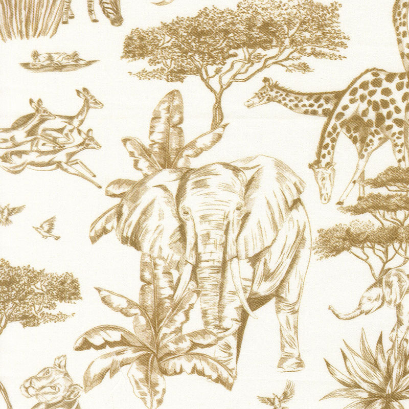 Safari Song By Watercolour Heart For Moda - Digital Print - Porcelain-Bronze