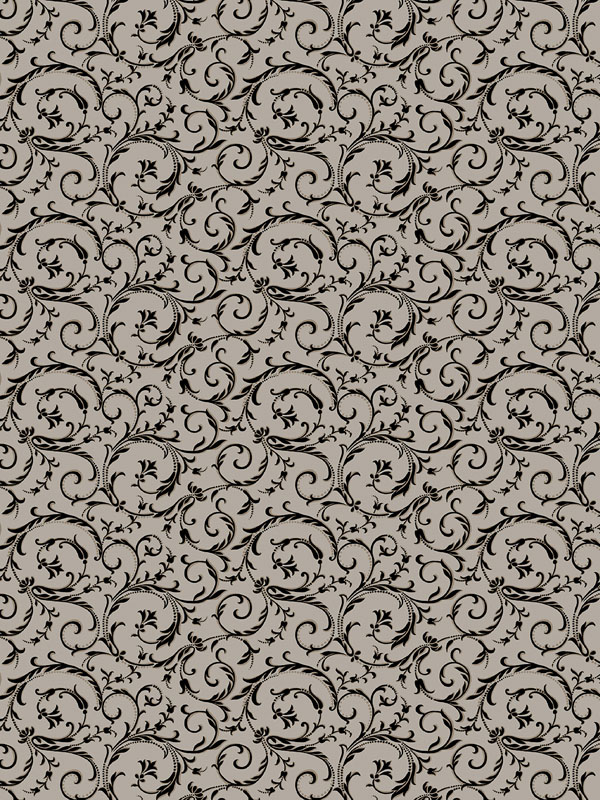 Scrolling Opulence 108" By Benartex - Gray/Black