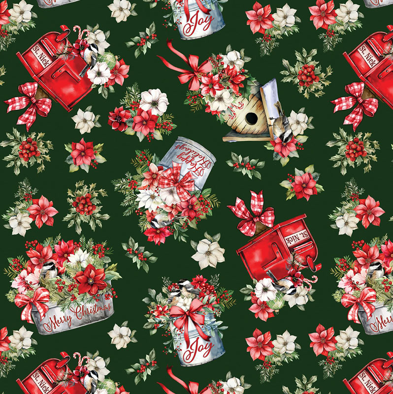 Heartfelt Christmas By Kanvas Studio For Benartex - Dark Green