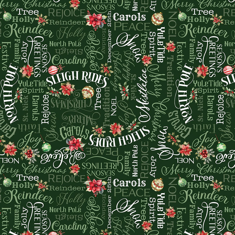 Heartfelt Christmas By Kanvas Studio For Benartex - Dark Green