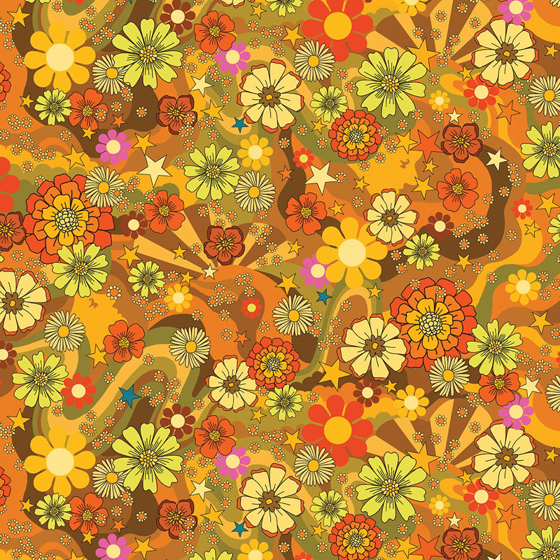 Flower Power Forever By Maude Macdonald For Benartex - Umber