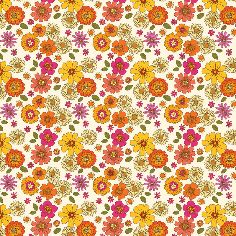 Flower Power Forever By Maude Macdonald For Benartex - Milkglass