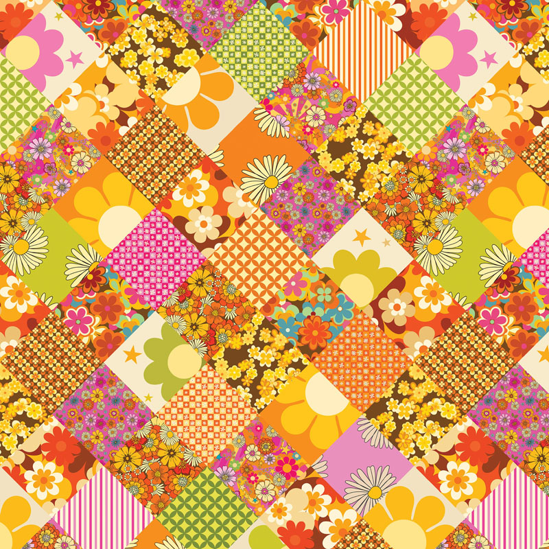 Flower Power Forever 108" By Maude Macdonald For Benartex - Petal Patchwork Multi