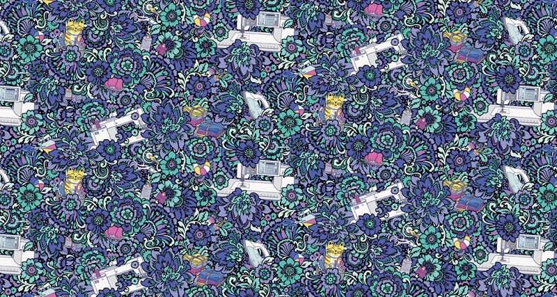 Cheetos Sewing Garden By Contempo Studio For Benartex - Cobalt
