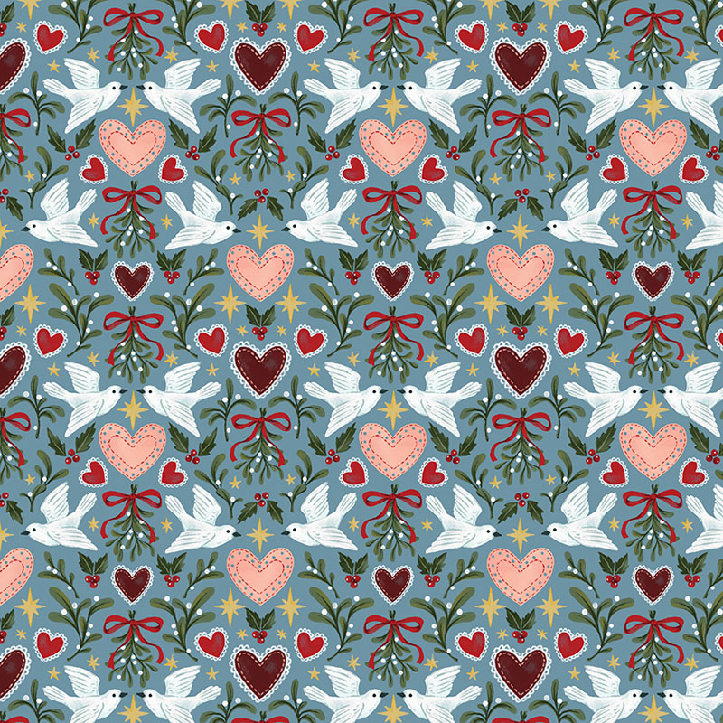 Heart Of Christmas By Fox And Fables For Benartex - Blue