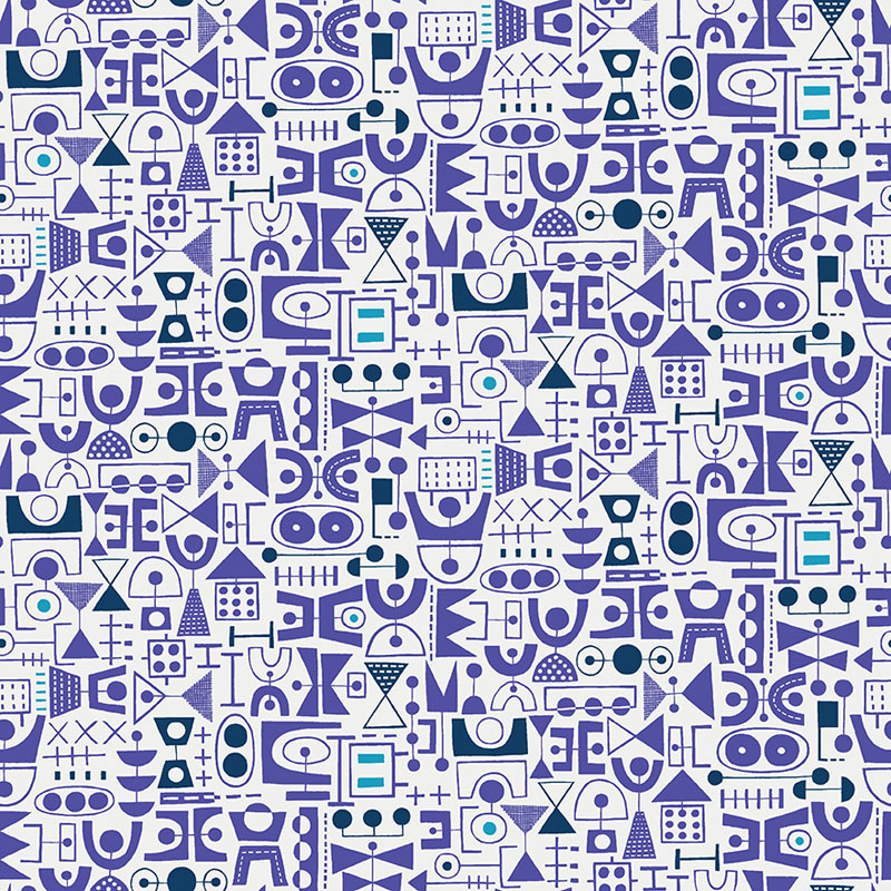 Modern Color By Contempo Studio For Benartex - Purple/White