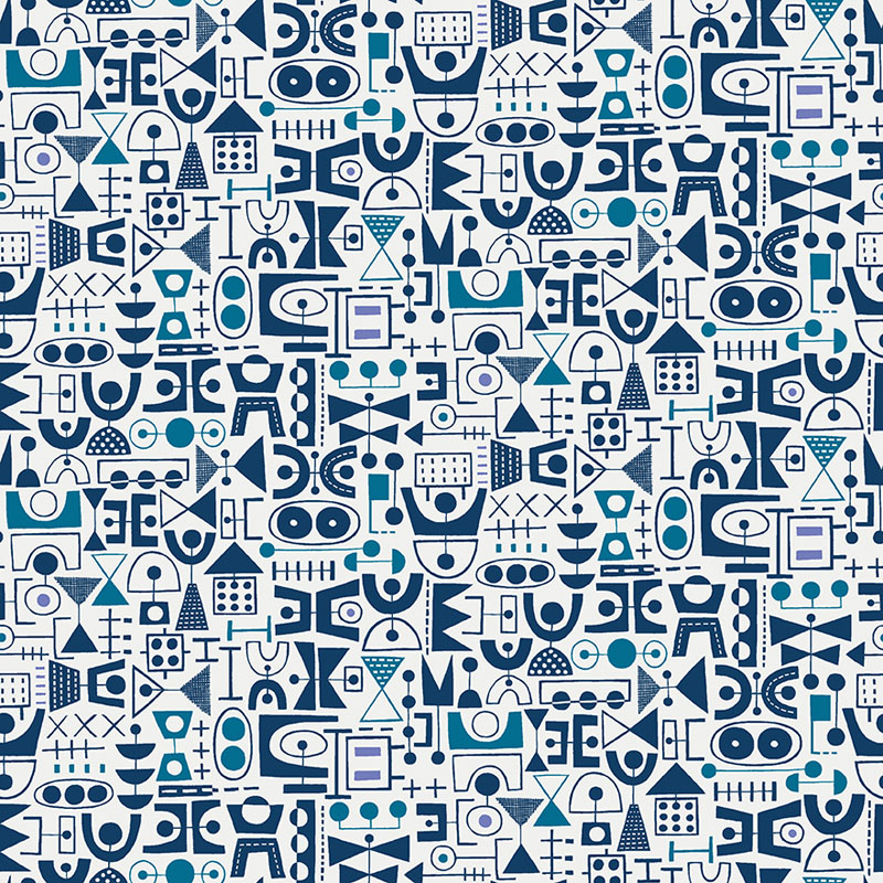 Modern Color By Contempo Studio For Benartex - Teal/White