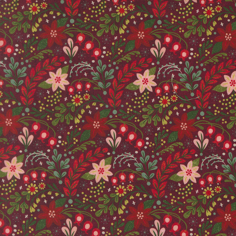 Hearth And Holly By Basicgrey For Moda - Burgundy