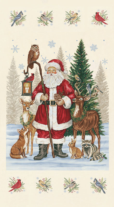 Snowy St Nick By Deb Strain For Moda - 24" X 45" Panel - Winter White