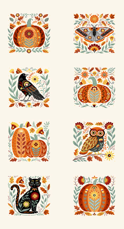 Fall Folktale By Deb Strain For Moda - 24" X 45" Panel - Cloud