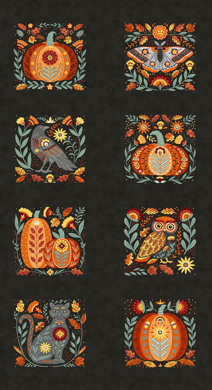 Fall Folktale By Deb Strain For Moda - 24" X 45" Panel - Midnight