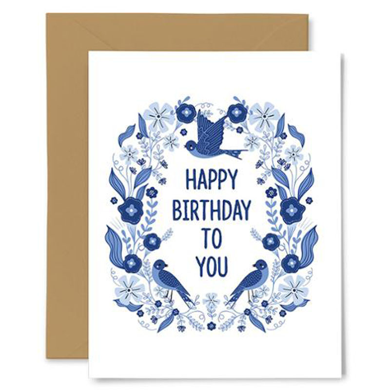 Birthday Card Blue Songbird By Gingiber For Moda - Multiple Of 6