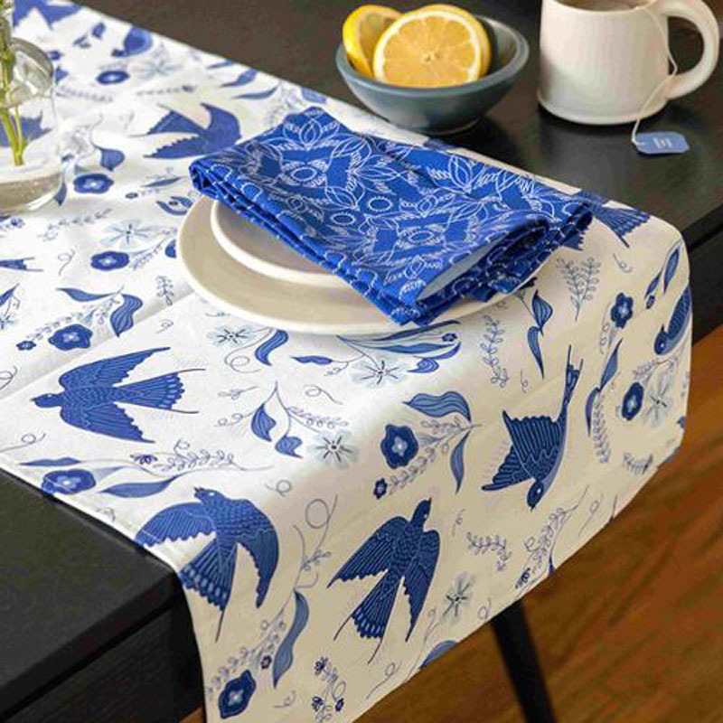 Table Runner Blue Song Bird By Gingiber For Moda