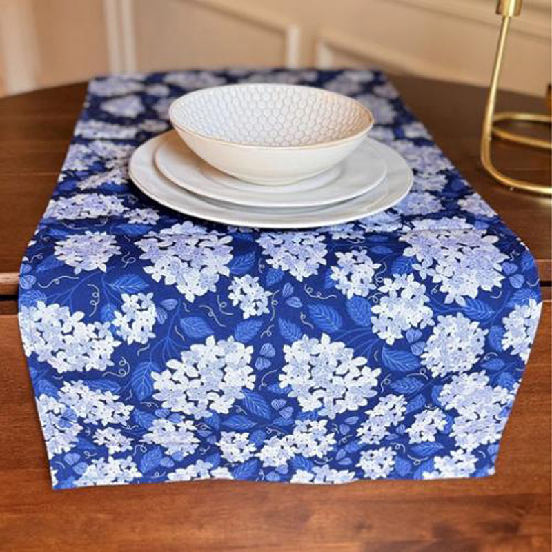 Table Runner Dk Blue Hydrangea By Gingiber For Moda