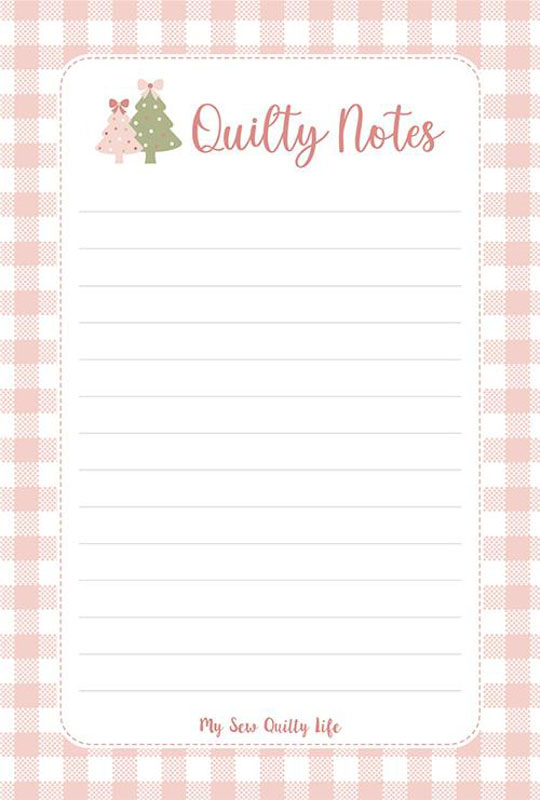 Gingham Trees Notepad 4" X 6" By My Sew Quilty Life For Moda - Multiple Of 3