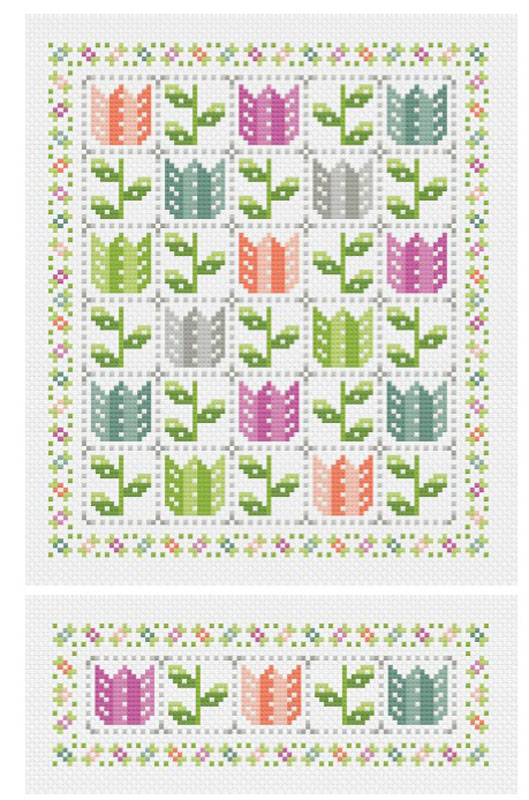 Tulip And Vine Cross Stitch Pattern By Count Your Stitches Designs For Moda - Minimum Of 3