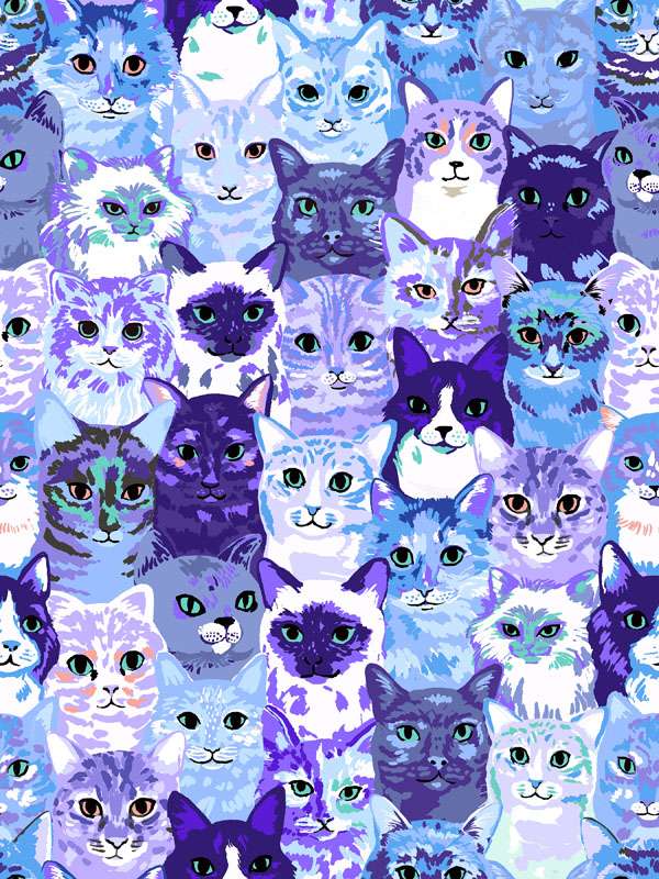 Oops All Cats By Sarah Watts Of Ruby Star Society For Moda - Blue