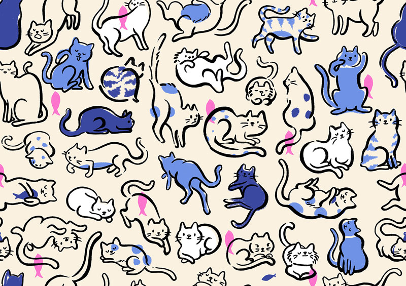Oops All Cats By Sarah Watts Of Ruby Star Society For Moda - Lindley Blue