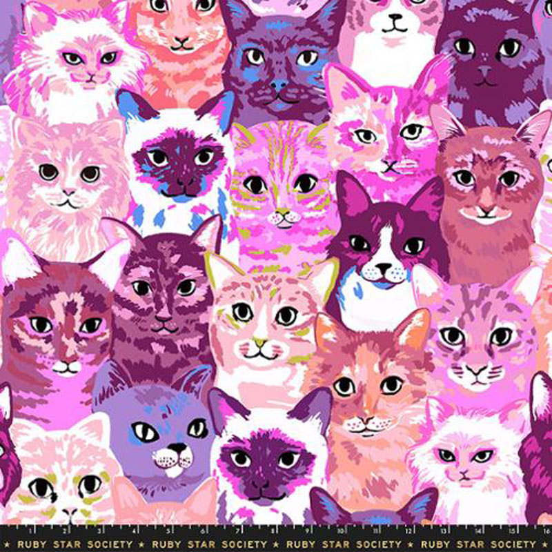 Oops All Cats 108" By Sarah Watts Of Ruby Star Society For Moda - Pink